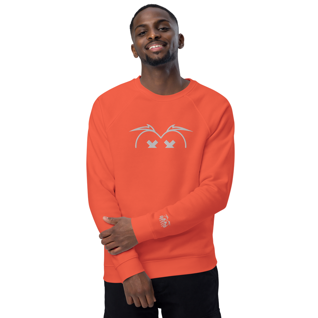 Felpa raglan in tessuto organico unisex GUFETTO OCCHI BIANCHI - Gufetto Brand 