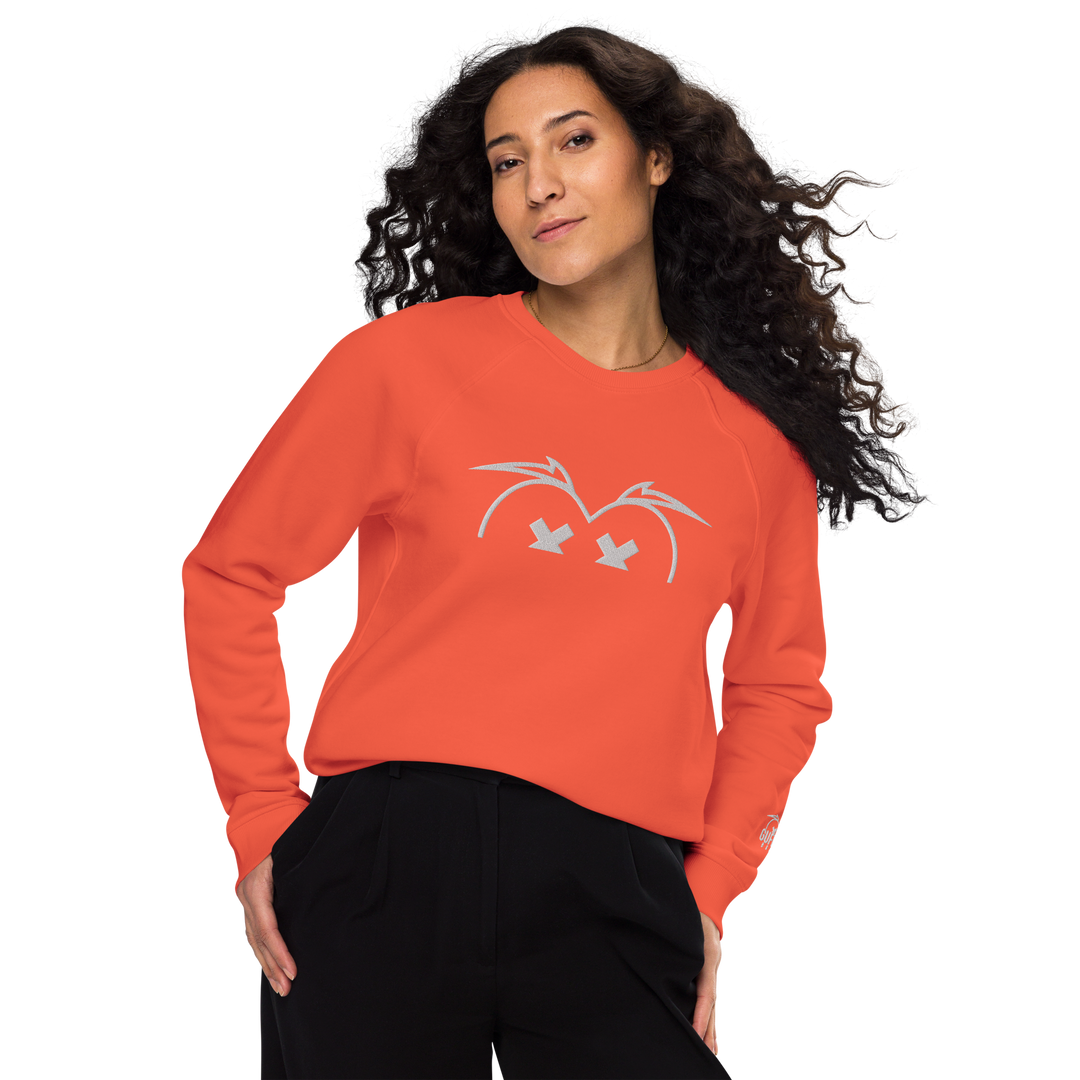 Felpa raglan in tessuto organico unisex GUFETTO OCCHI BIANCHI - Gufetto Brand 