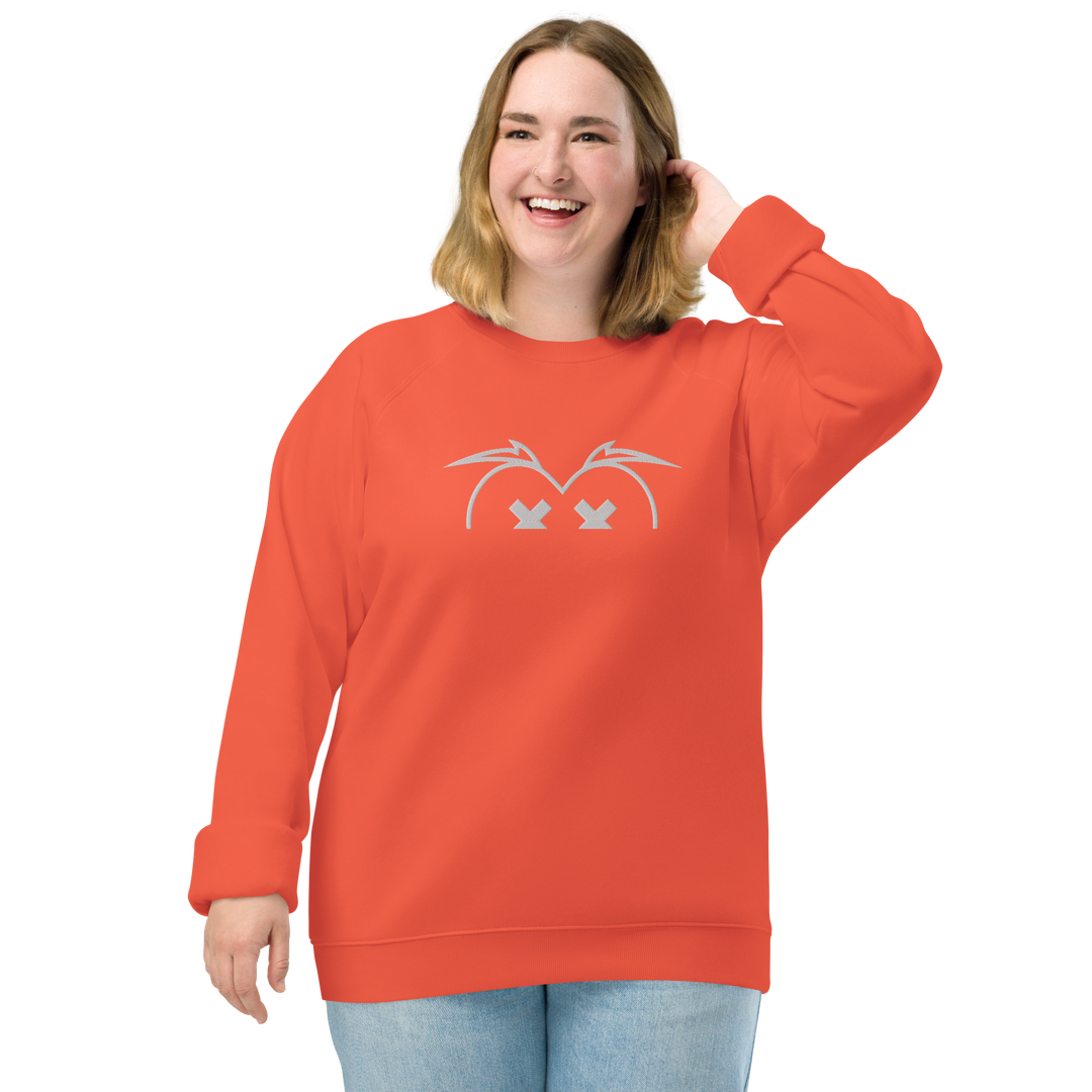 Felpa raglan in tessuto organico unisex GUFETTO OCCHI BIANCHI - Gufetto Brand 