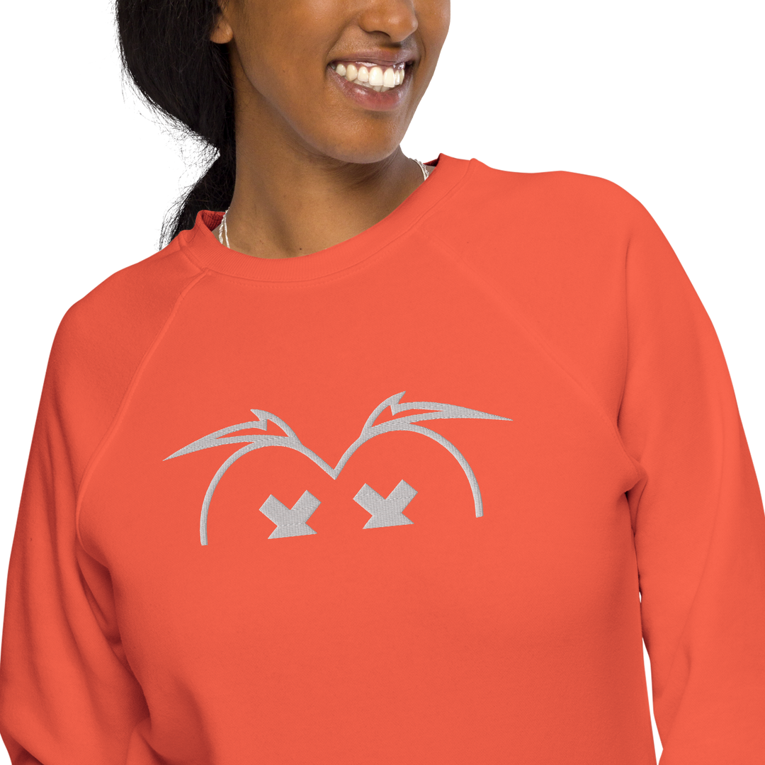 Felpa raglan in tessuto organico unisex GUFETTO OCCHI BIANCHI - Gufetto Brand 