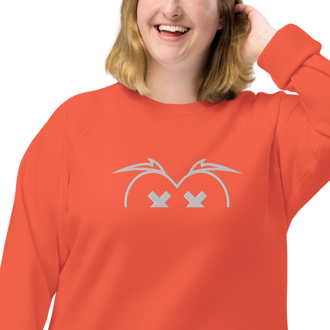 Felpa raglan in tessuto organico unisex GUFETTO OCCHI BIANCHI - Gufetto Brand 