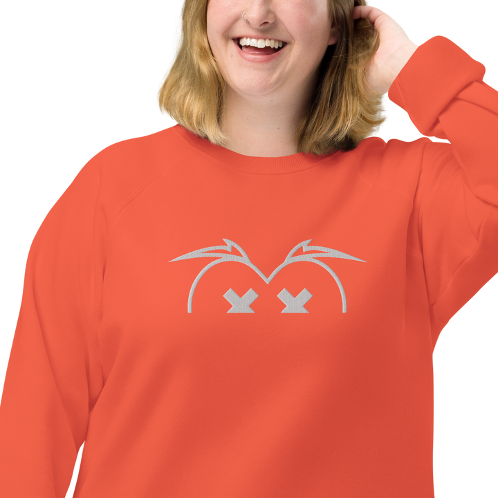 Felpa raglan in tessuto organico unisex GUFETTO OCCHI BIANCHI - Gufetto Brand 