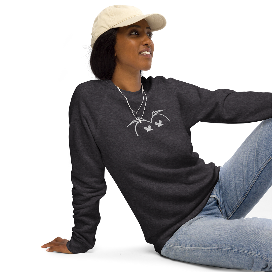 Felpa raglan in tessuto organico unisex GUFETTO OCCHI BIANCHI - Gufetto Brand 