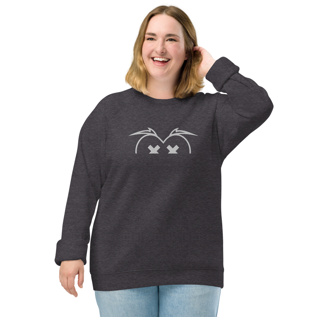 Felpa raglan in tessuto organico unisex GUFETTO OCCHI BIANCHI - Gufetto Brand 