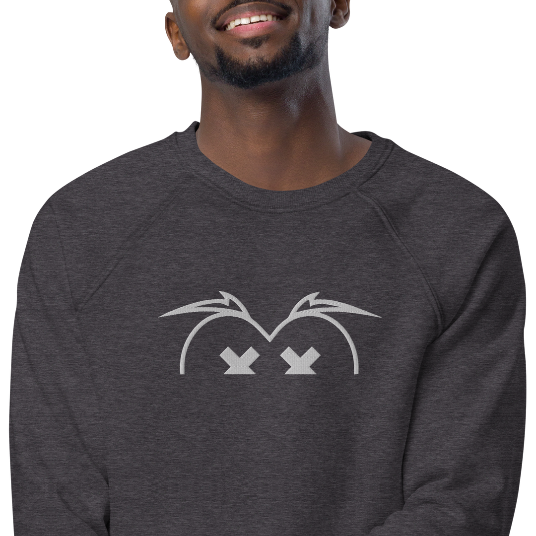 Felpa raglan in tessuto organico unisex GUFETTO OCCHI BIANCHI - Gufetto Brand 