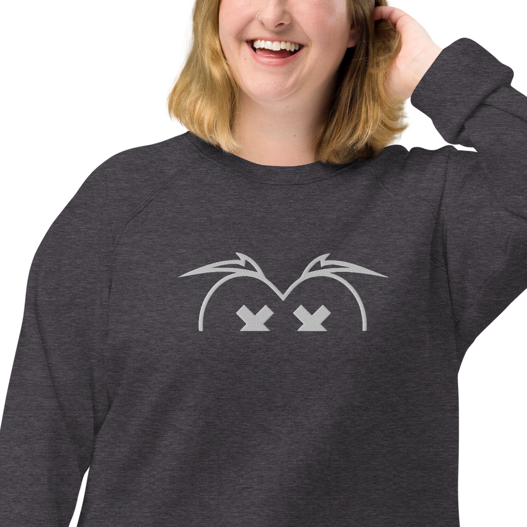 Felpa raglan in tessuto organico unisex GUFETTO OCCHI BIANCHI - Gufetto Brand 