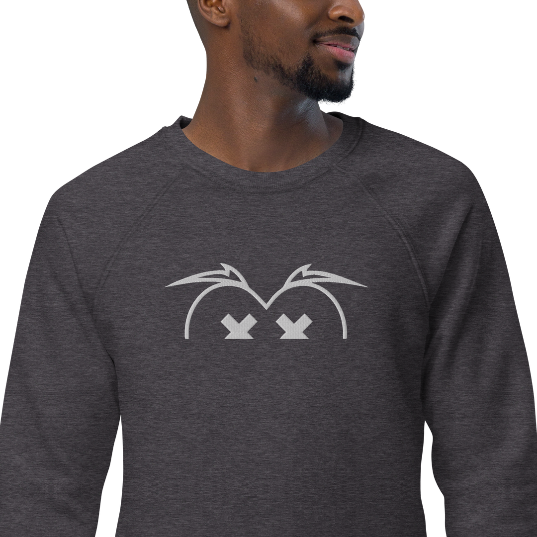 Felpa raglan in tessuto organico unisex GUFETTO OCCHI BIANCHI - Gufetto Brand 