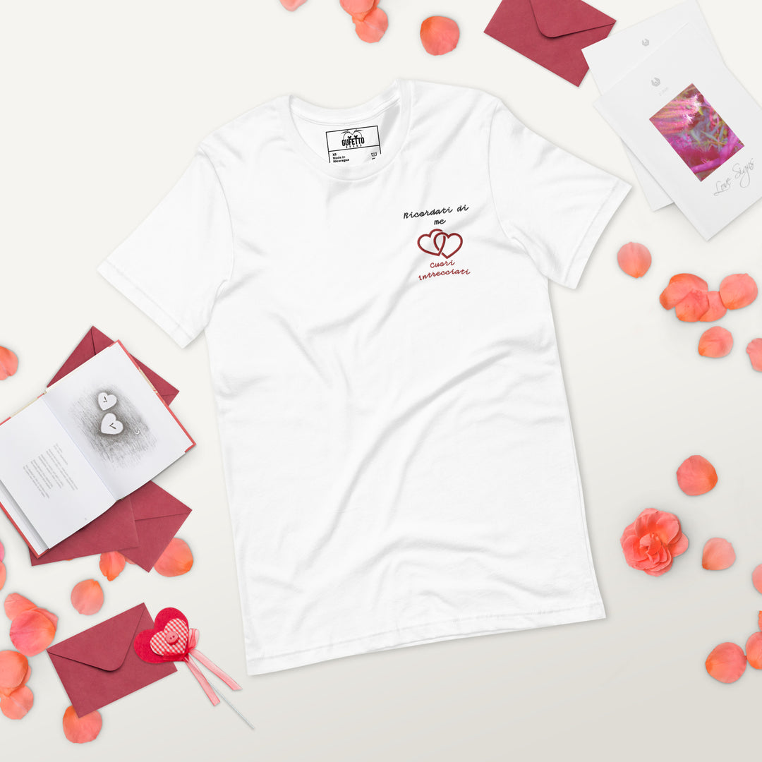 Maglietta Ricamata Uomo Ricordati di Me Cuori Intrecciati - Gufetto Brand 