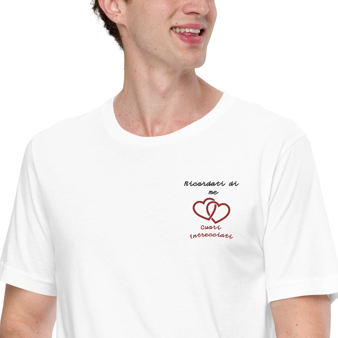 Maglietta Ricamata Uomo Ricordati di Me Cuori Intrecciati - Gufetto Brand 