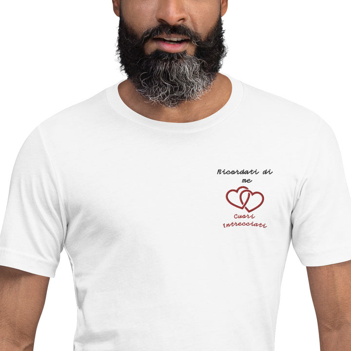 Maglietta Ricamata Uomo Ricordati di Me Cuori Intrecciati - Gufetto Brand 