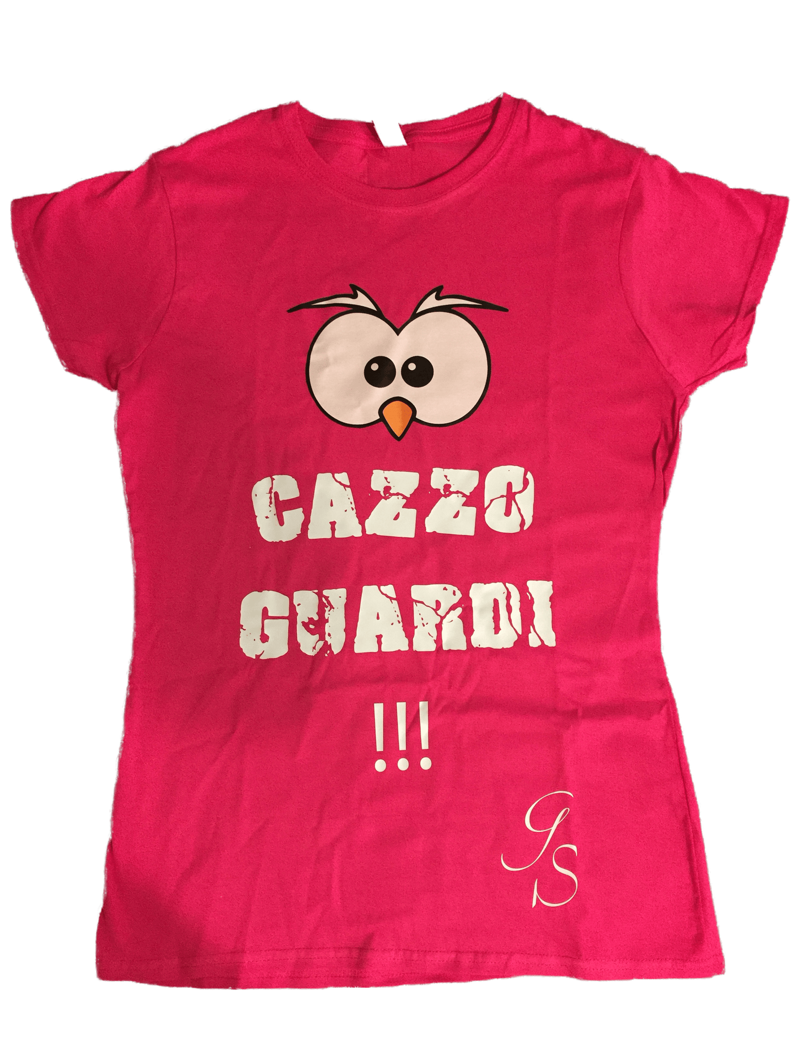 T-shirt Donna (Cazzo Guardi!)  Bianca Rosa Fucsia - Gufetto Brand 