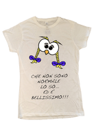 T-shirt Bianca Gufetta con treccine Che non... - Gufetto Brand 