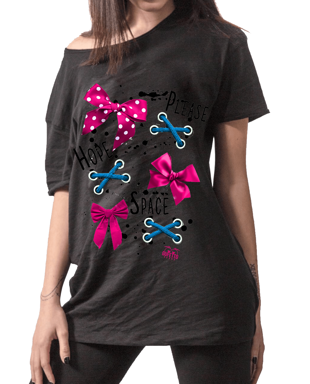 T-shirt Donna Lunga  Fiocchetti - Gufetto Brand 