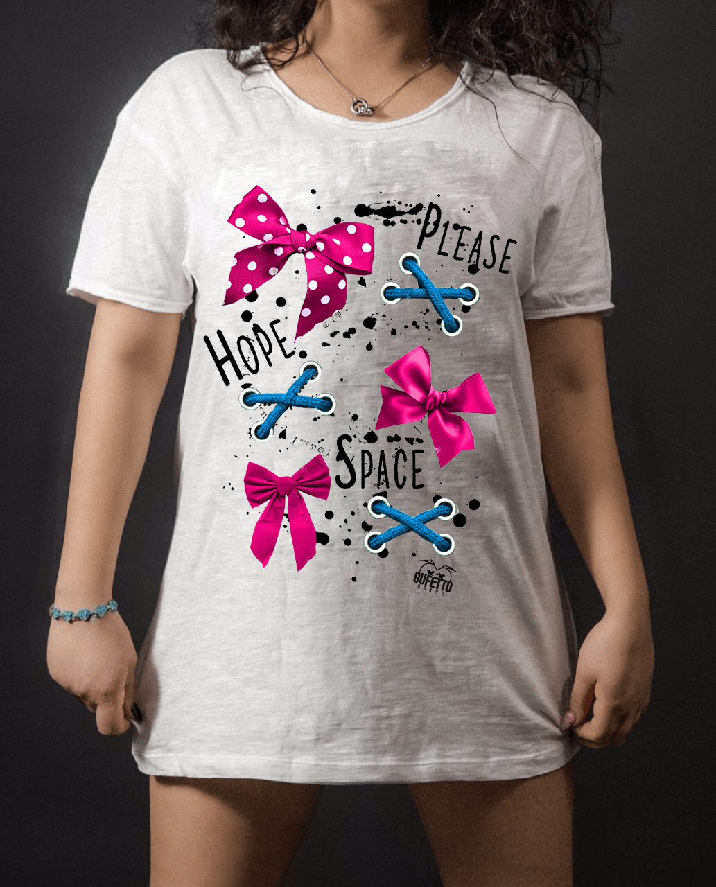 T-shirt Donna Lunga  Fiocchetti - Gufetto Brand 