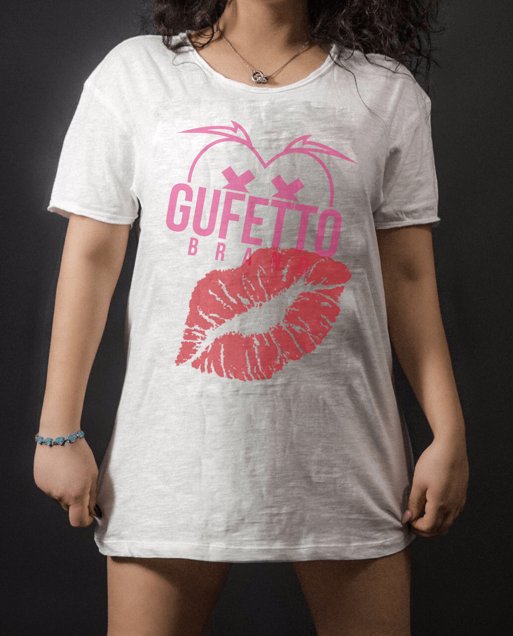 T-shirt Donna Lunga  Taglia Unica Bacio - Gufetto Brand 