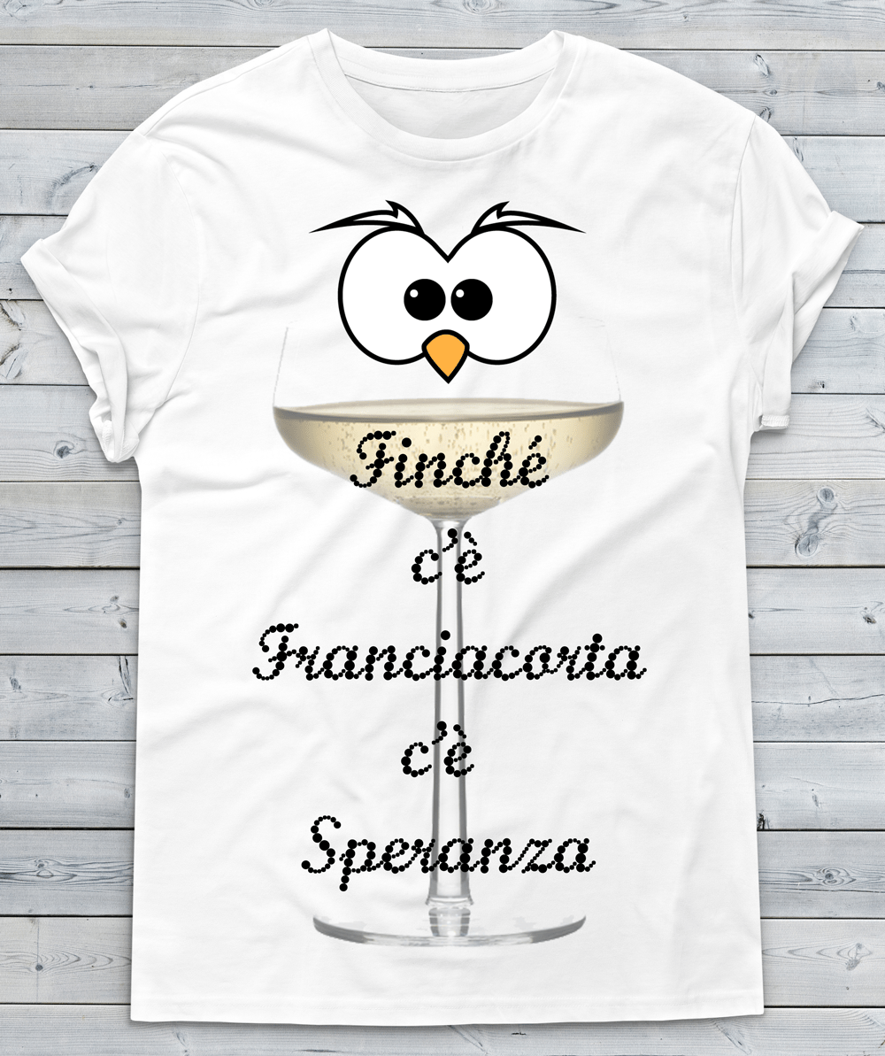 T-shirt Uomo Finché c'è Franciacorta Occhi - Gufetto Brand 