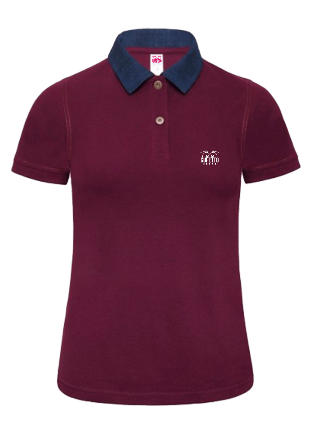 Polo Donna Dnm Bordeaux Logo Bianco Ricamato - Gufetto Brand 