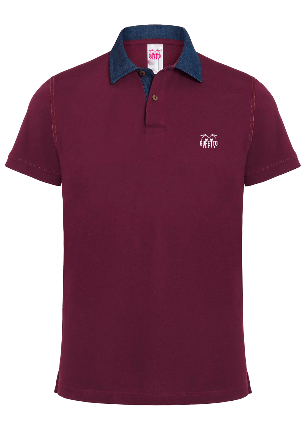 Polo Uomo Dnm Bordeaux Logo Bianco Ricamato - Gufetto Brand 
