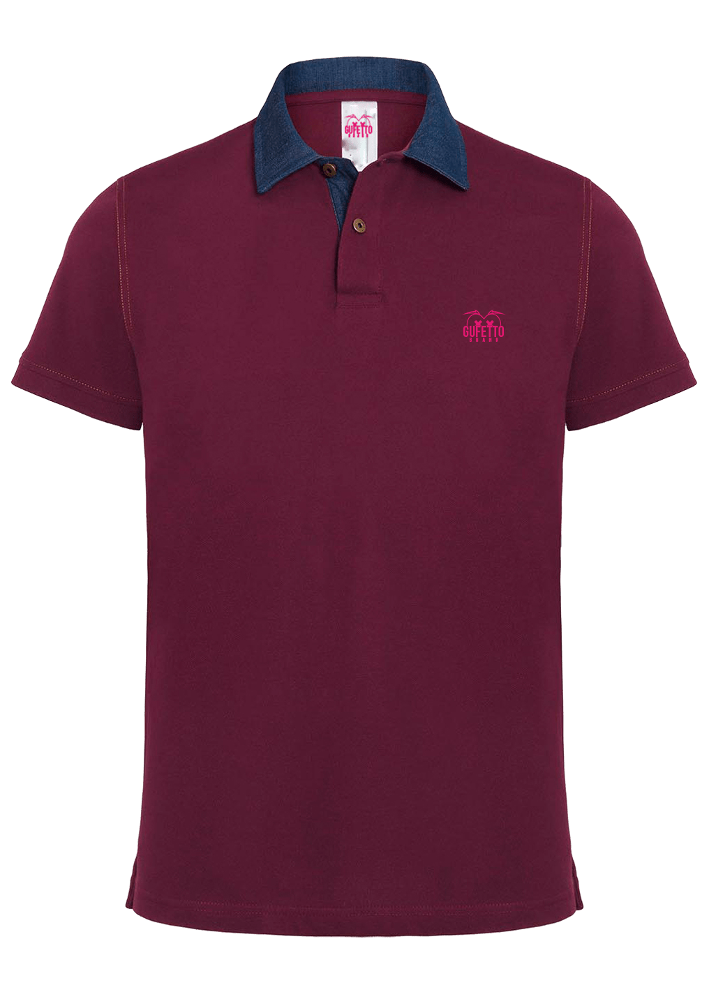 Polo Uomo Dnm Bordeaux Logo Fucsia Ricamato - Gufetto Brand 