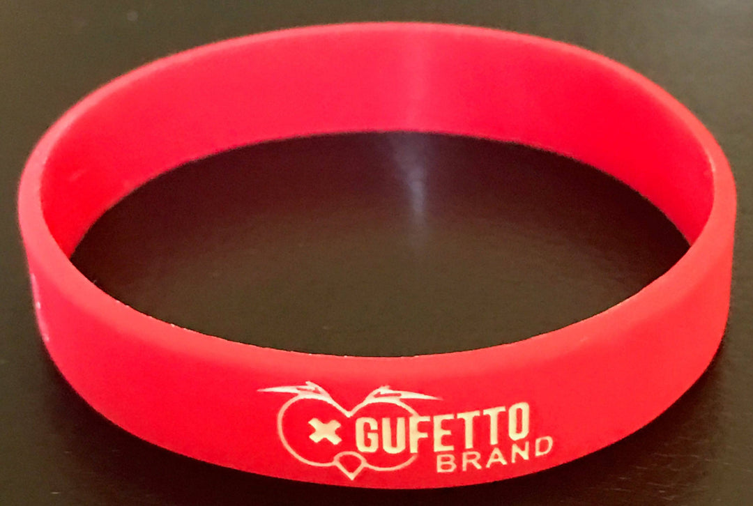 Bracciale Gomma Scritta FLUO Rosso - Gufetto Brand 