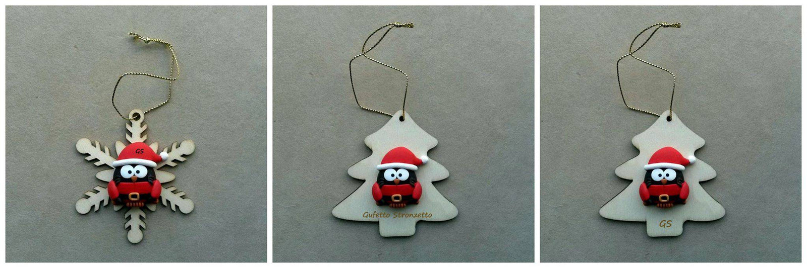 Decorazioni Natalizie 3 ( pezzi ) fatti a mano - Gufetto Brand 