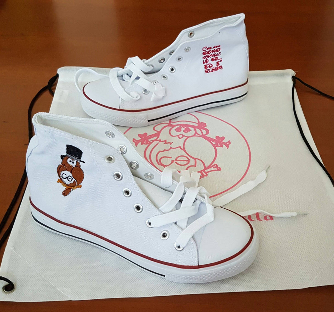 Sneakers Gufetto Brand Bianche Ricamate 10 pezzi - Gufetto Brand 