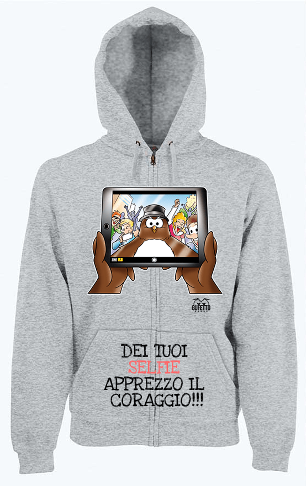 Felpa Zip Grigia Donna SELFIE - Gufetto Brand 