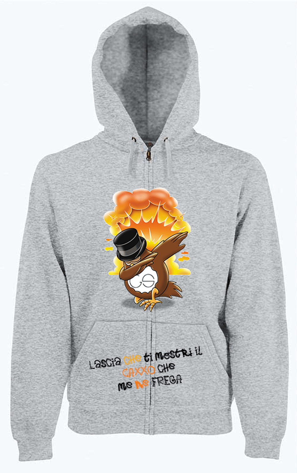 Felpa Zip Grigia Uomo Dab Lascia che ti mostri... - Gufetto Brand 