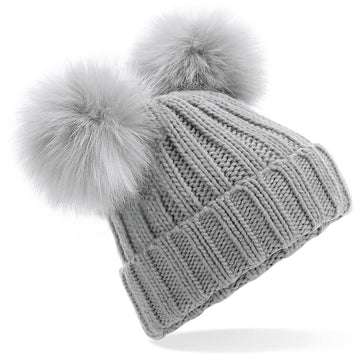 Cappellino Doppio Pom Grigio