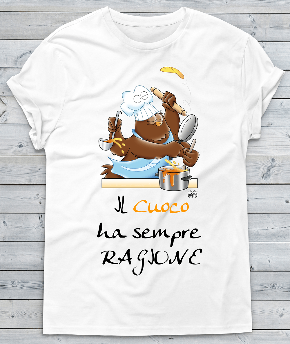 T-shirt Uomo In Cucina Il Cuoco - Gufetto Brand 