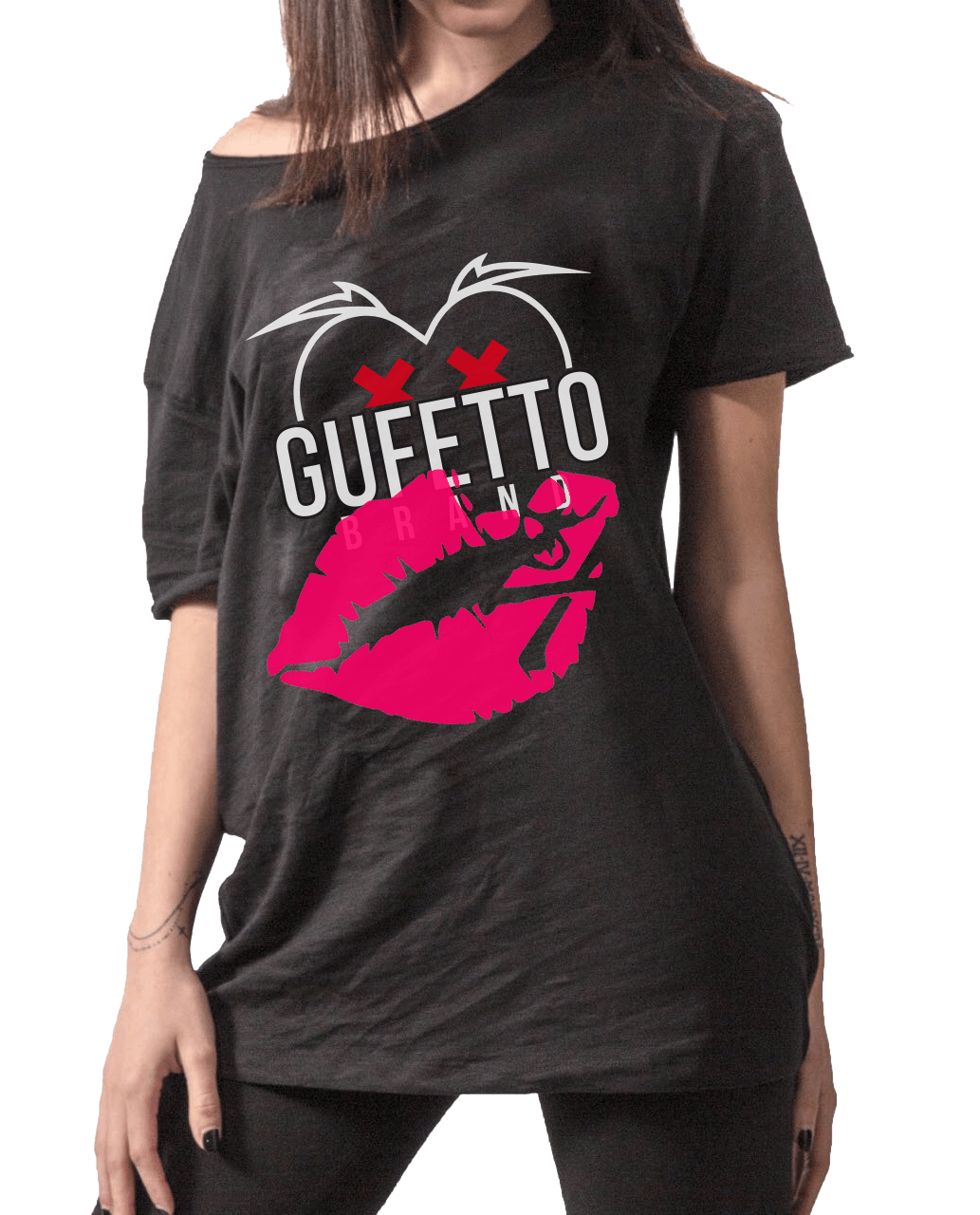 T-shirt Donna Bacio Skull - Gufetto Brand 