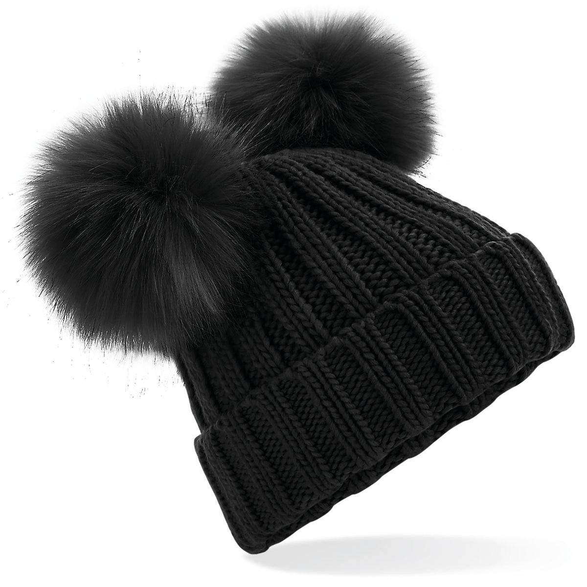 Cappellino Doppio Pom Nero - Gufetto Brand 