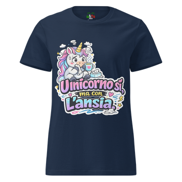 T-shirt morbida basic da donna Unicorno Ansia
