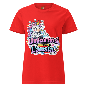 T-shirt morbida basic da donna Unicorno Ansia