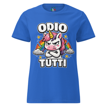 T-shirt morbida basic da donna Odio Tutti Unicorn