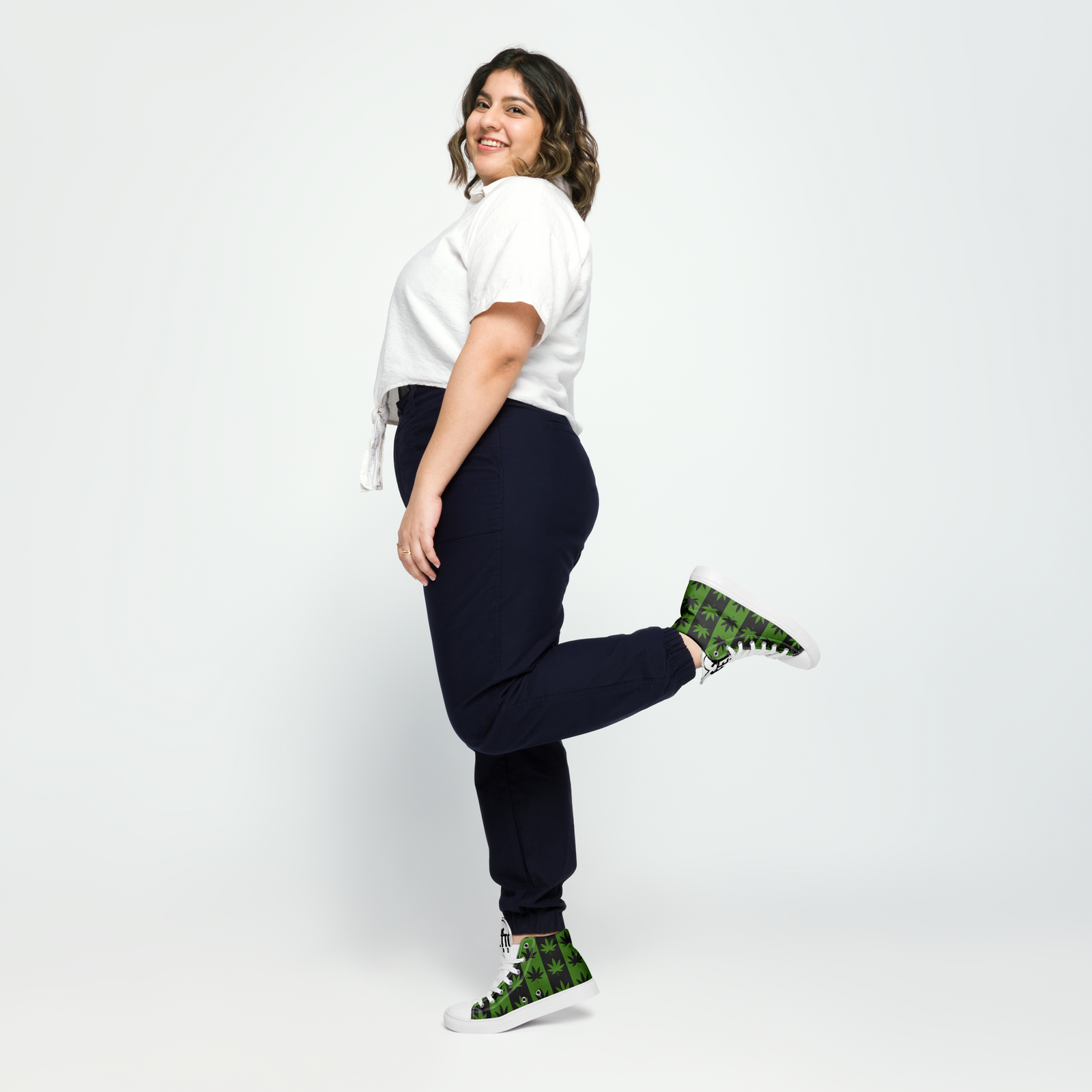 Sneakers alte in tela da donna CANNABIS VERDI - Gufetto Brand 