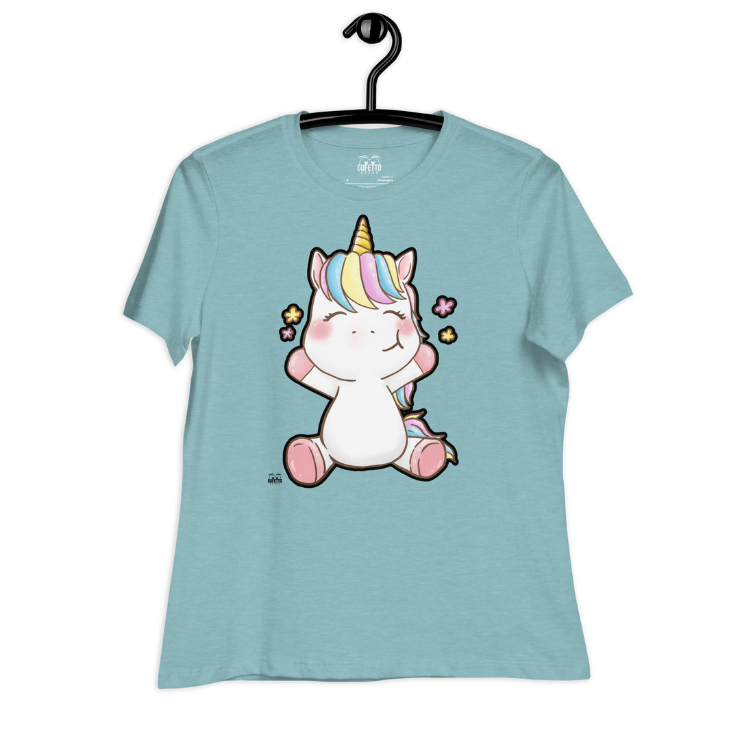 T-shirt fit donna Unicorn Happy - Gufetto Brand 