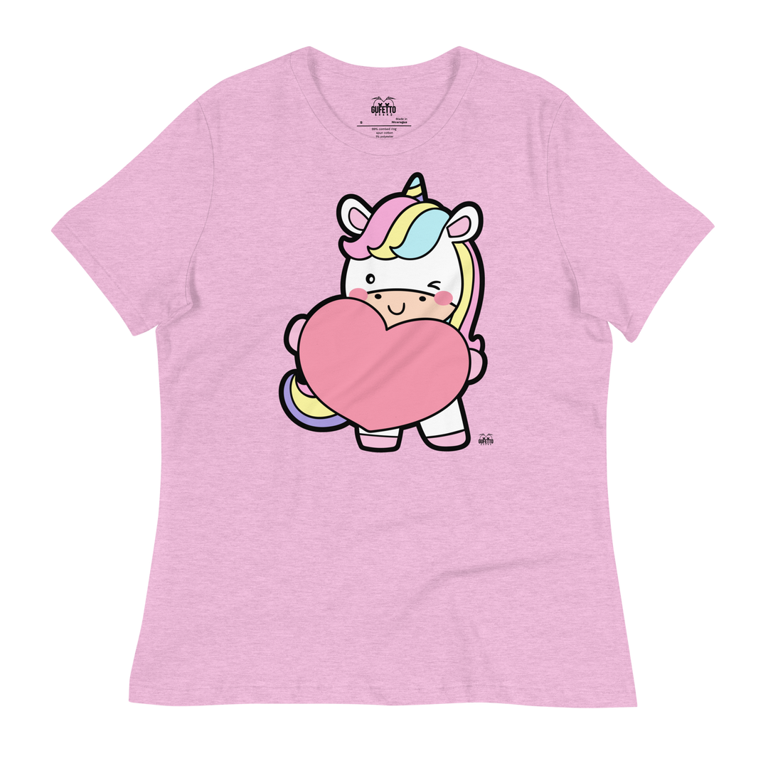 T-shirt fit donna Unicorn Cuore - Gufetto Brand 
