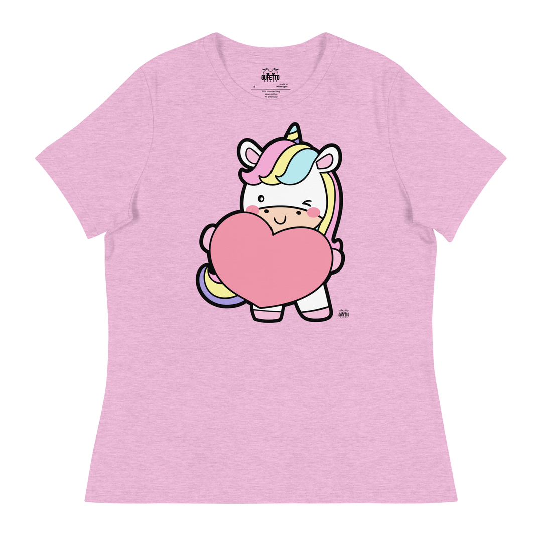 T-shirt fit donna Unicorn Cuore - Gufetto Brand 