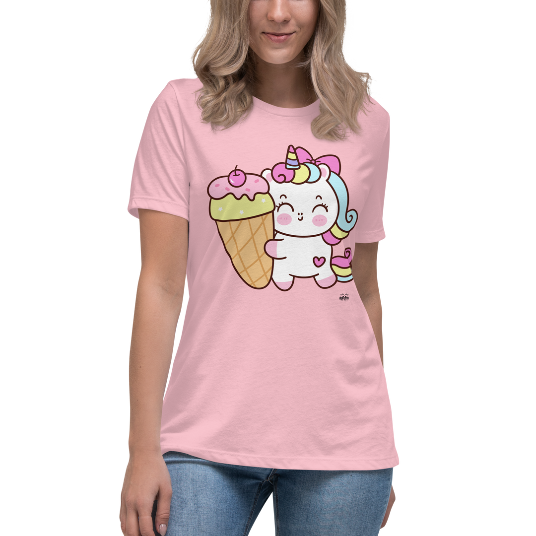 T-shirt fit donna Unicorn Gelato - Gufetto Brand 
