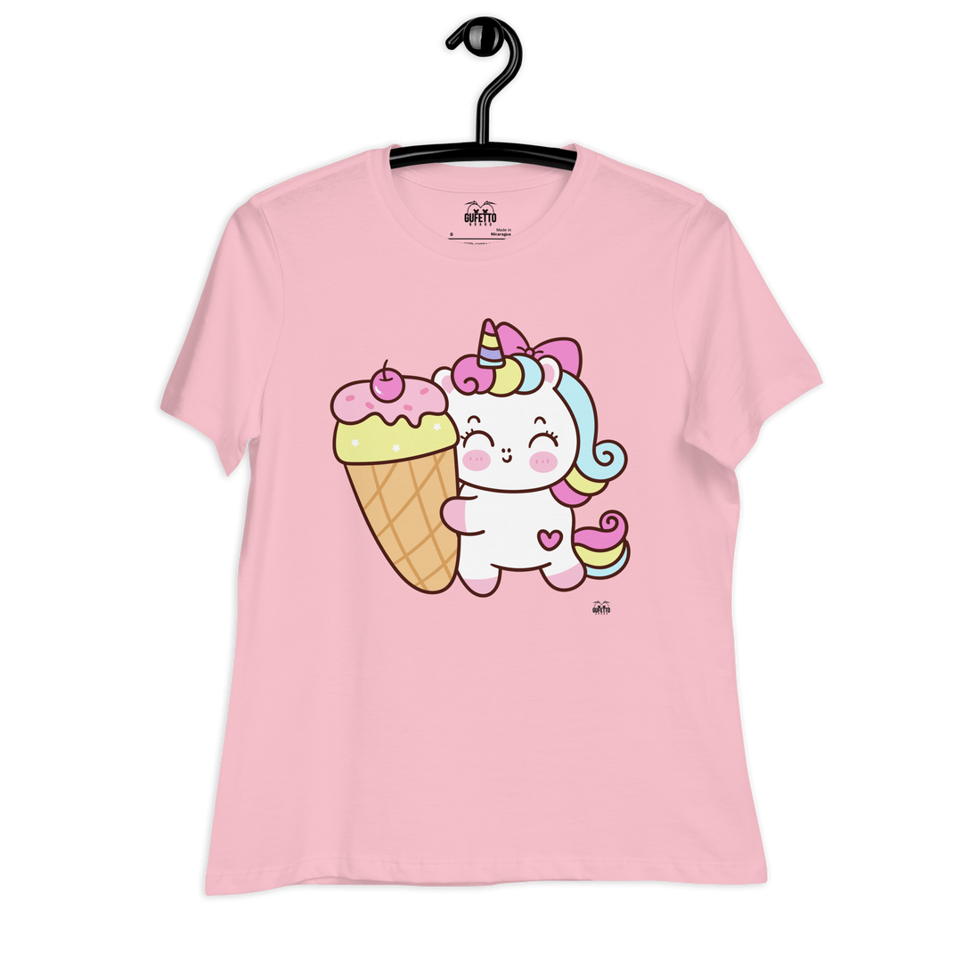 T-shirt fit donna Unicorn Gelato - Gufetto Brand 
