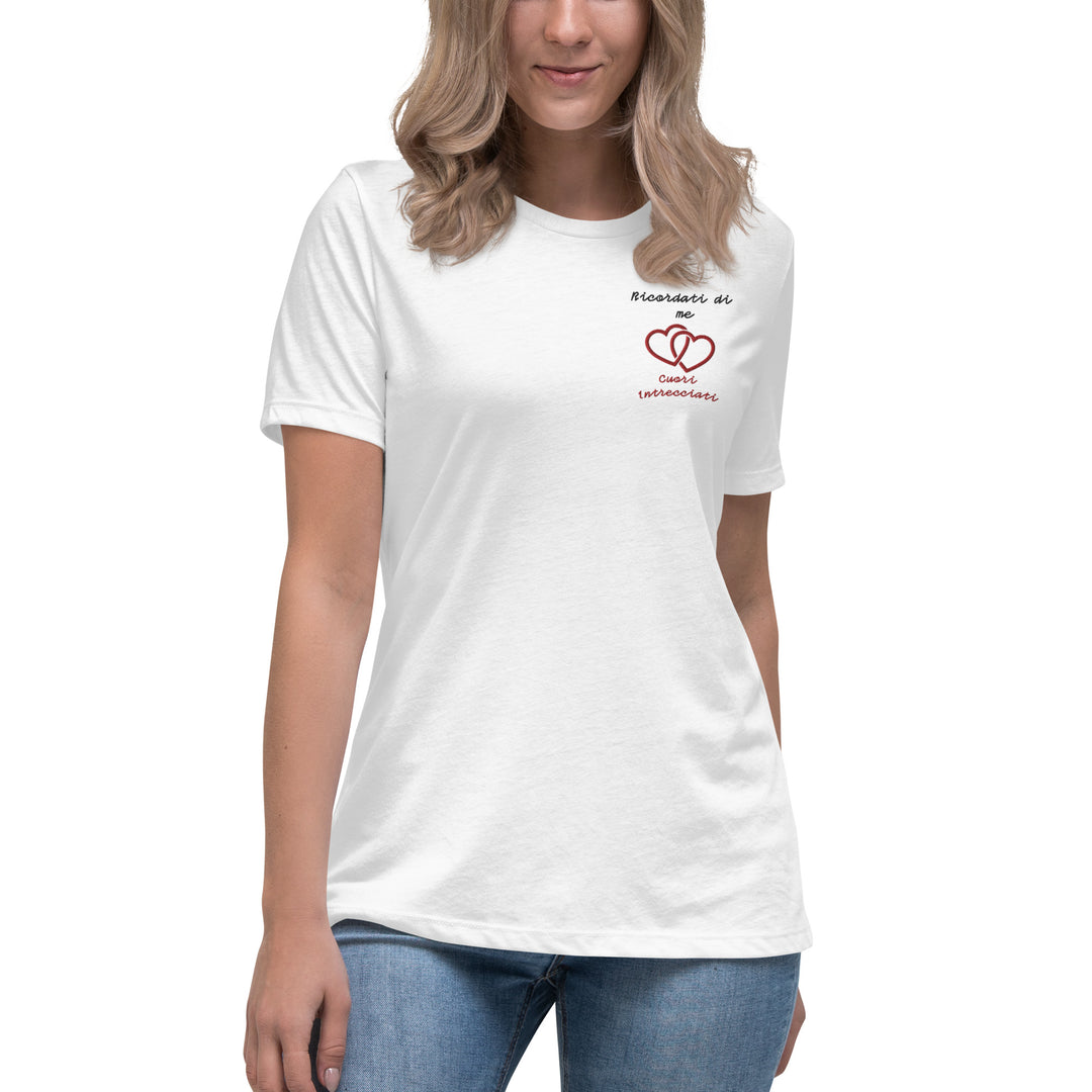 T-shirt Ricamata Donna Ricordati di me Cuori Intrecciati - Gufetto Brand 