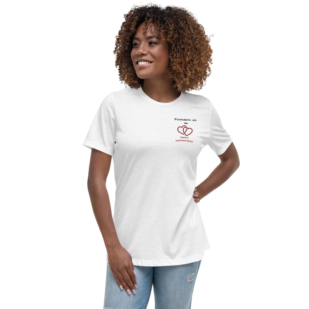 T-shirt Ricamata Donna Ricordati di me Cuori Intrecciati - Gufetto Brand 