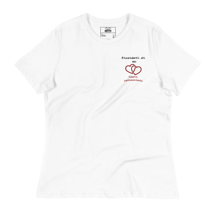T-shirt Ricamata Donna Ricordati di me Cuori Intrecciati - Gufetto Brand 