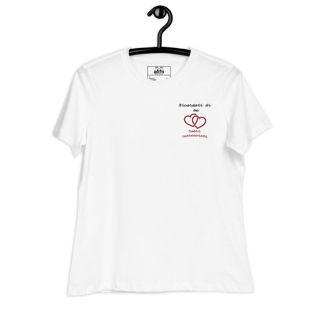 T-shirt Ricamata Donna Ricordati di me Cuori Intrecciati - Gufetto Brand 