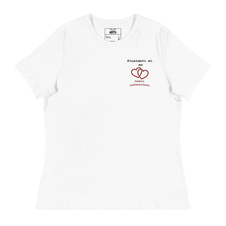 T-shirt Ricamata Donna Ricordati di me Cuori Intrecciati - Gufetto Brand 