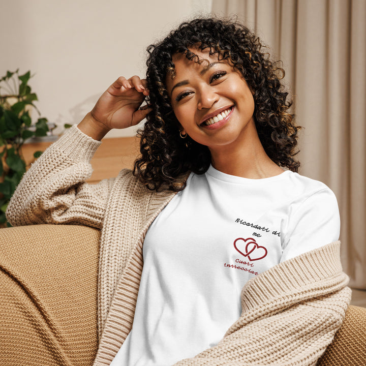 T-shirt Ricamata Donna Ricordati di me Cuori Intrecciati - Gufetto Brand 
