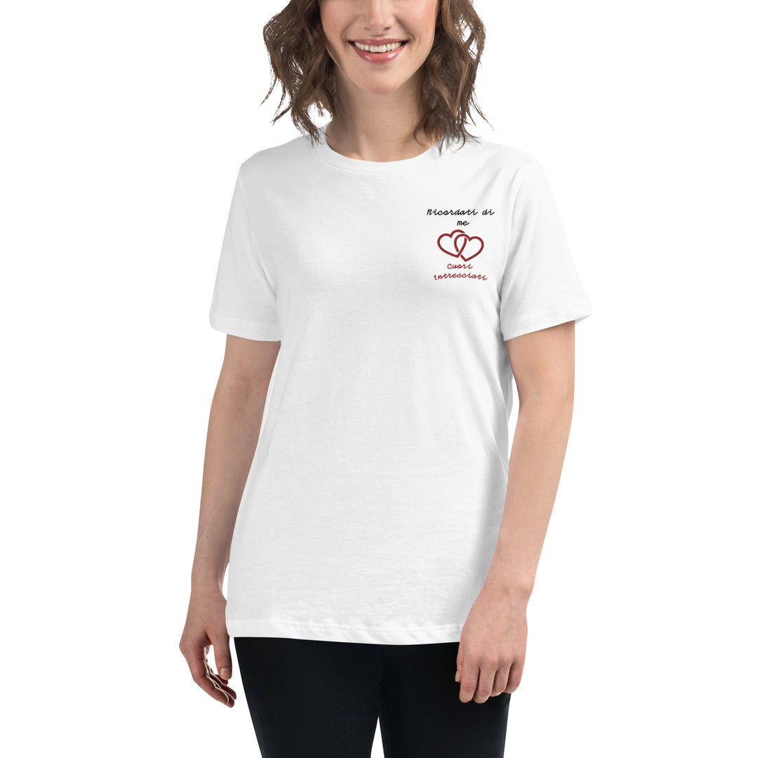 T-shirt Ricamata Donna Ricordati di me Cuori Intrecciati - Gufetto Brand 