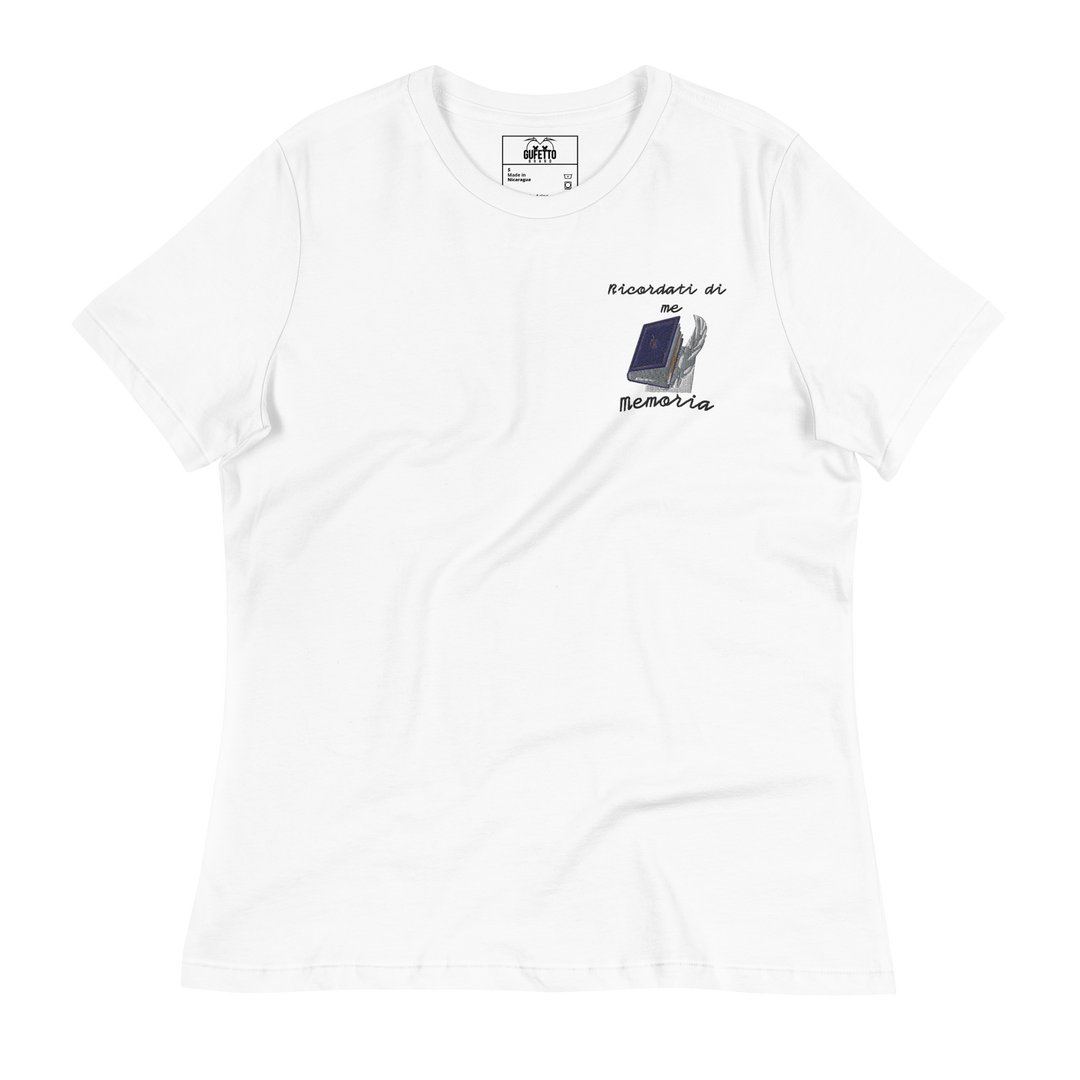 T-shirt Ricamata Donna Ricordati di Me Libro e Penna - Gufetto Brand 