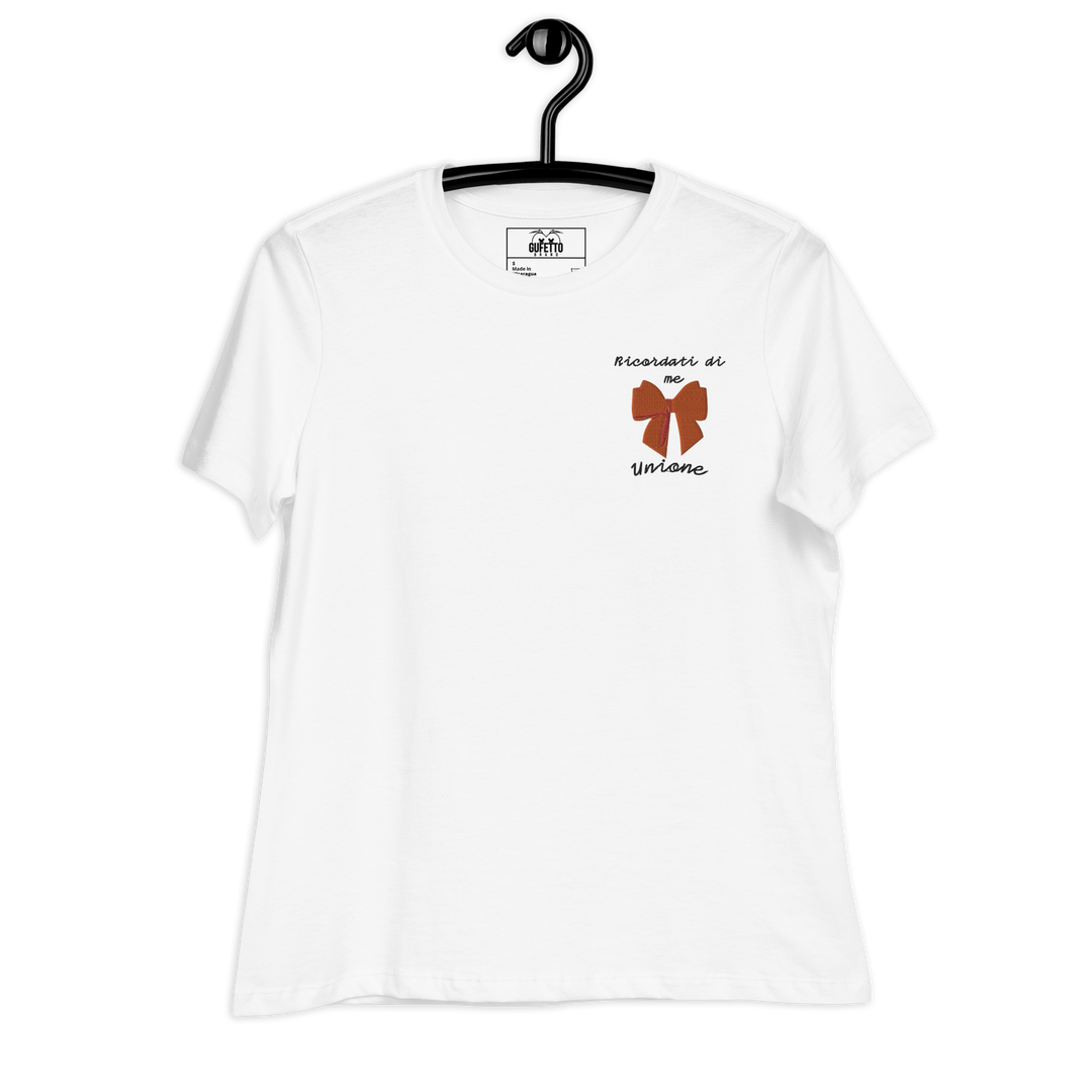 T-shirt Ricamata Donna Ricordati di Me Fiocco - Gufetto Brand 